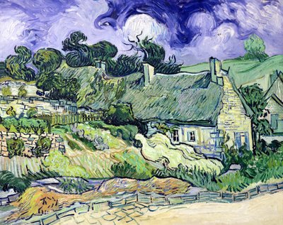 Rietgedekte huisjes in Cordeville, Auvers-sur-Oise, 1890 door Vincent van Gogh